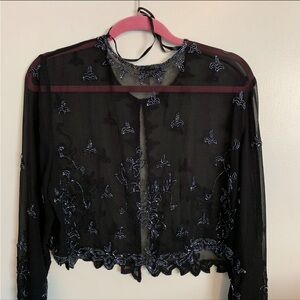 Black sheer beaded shrug cardigan PXL